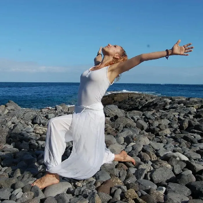 Yoga practice by the ocean