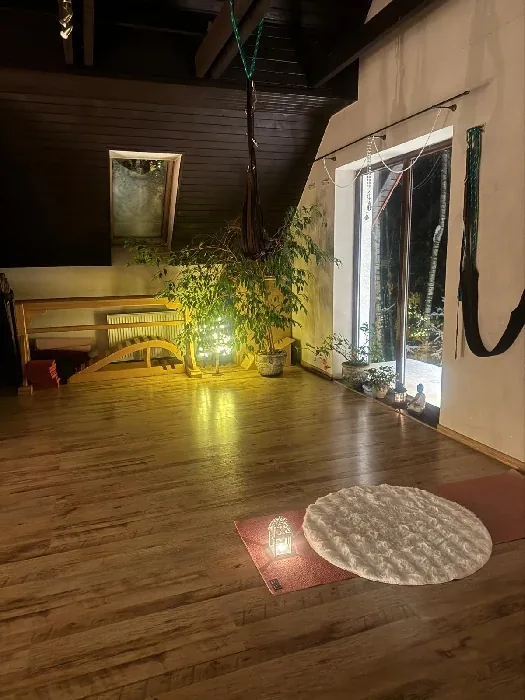 The yoga room by candlelight